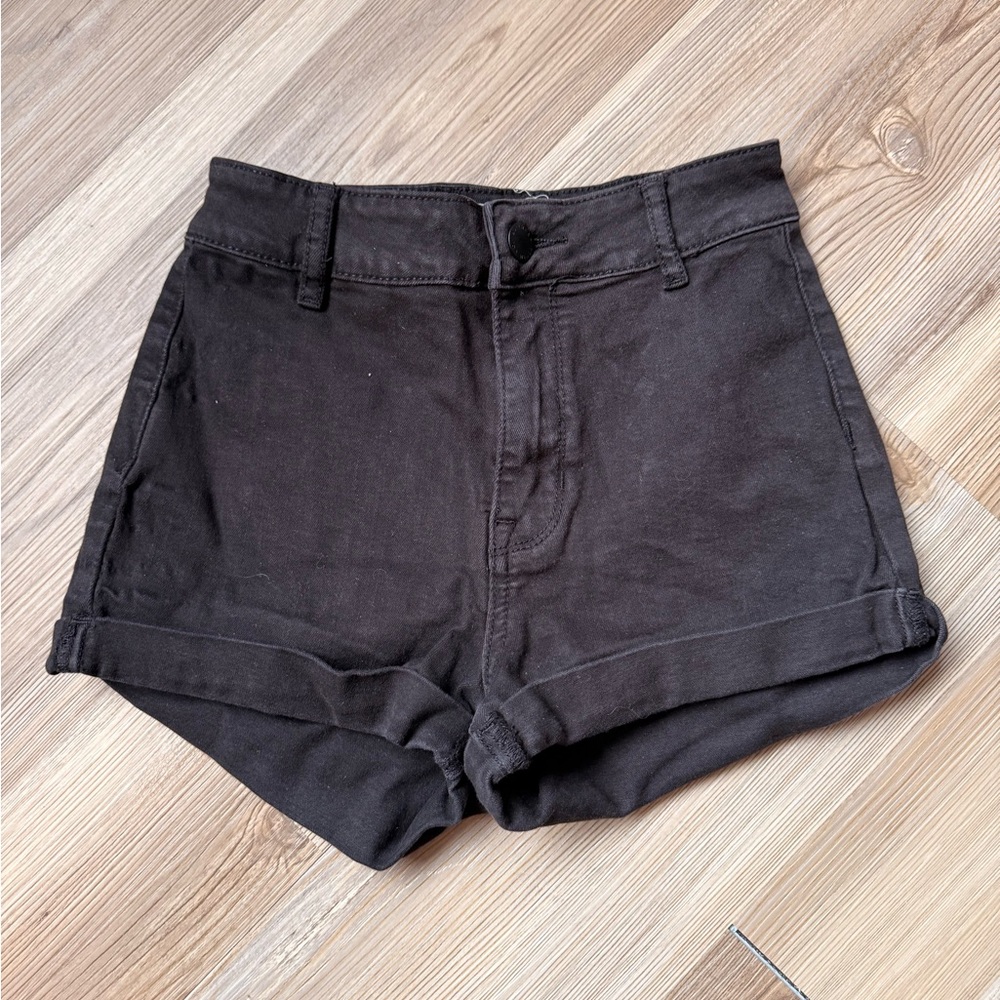 High-Waist Black Denim Women’s Shorts